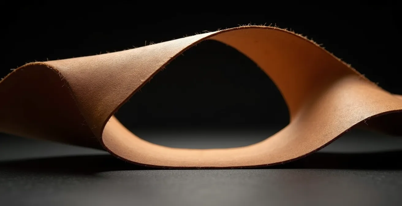 Test de résistance comparatif entre cuir végétal et cuir animal montrant les différentes textures