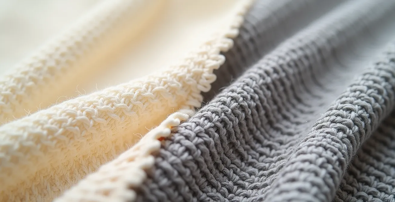 Comparaison macro des structures de tissus jersey et coton tissé