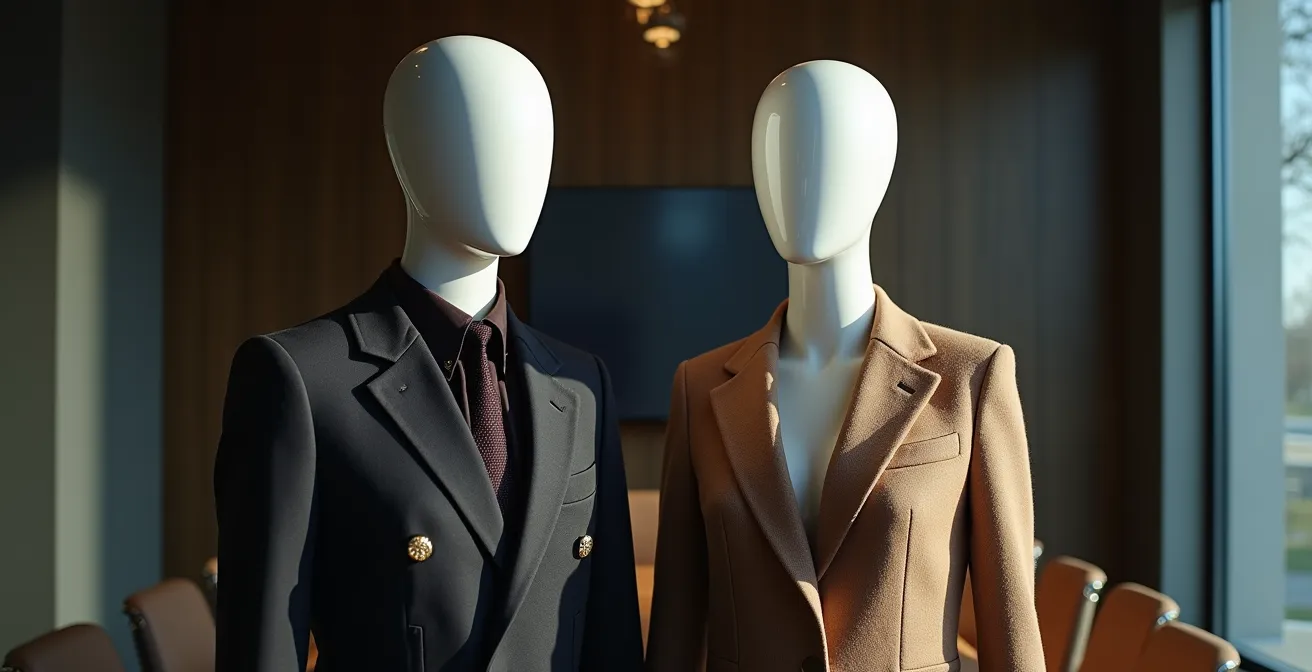 Comparaison visuelle entre une tenue cohérente et une tenue dissonante en contexte professionnel