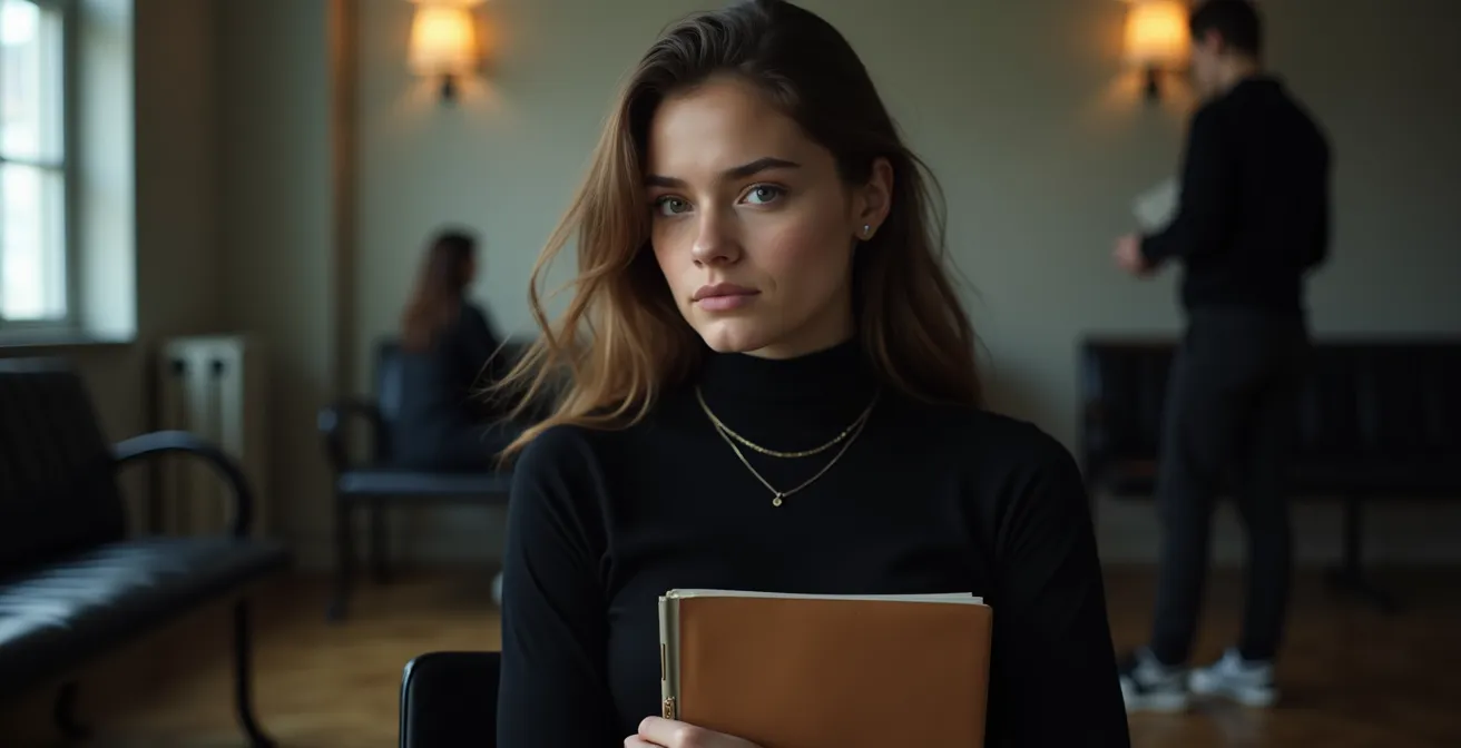 Jeune mannequin attendant son tour dans les coulisses d'un casting parisien