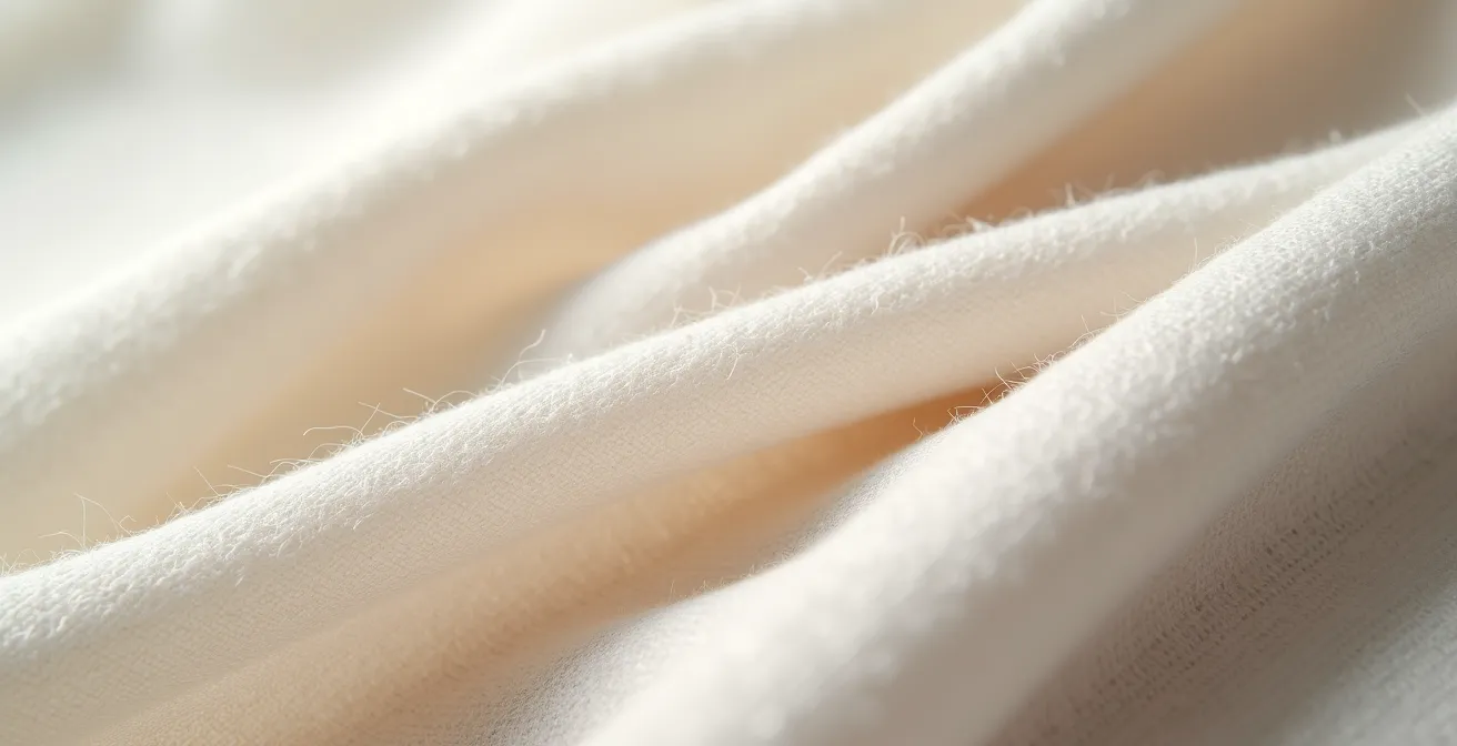 Détail macro de textures de tissus nobles superposés créant un effet minimaliste raffiné