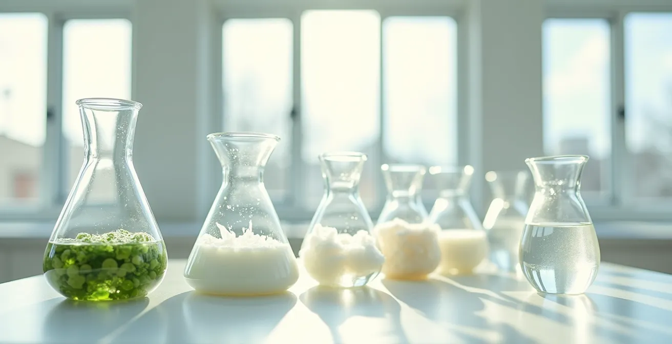 Illustration du processus de transformation chimique du bambou en viscose