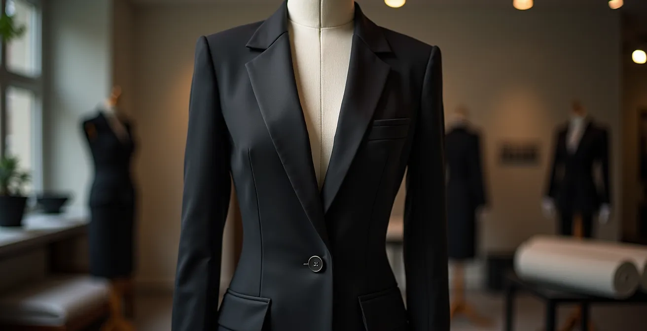 Le smoking féminin révolutionnaire d'Yves Saint Laurent dans un atelier de haute couture