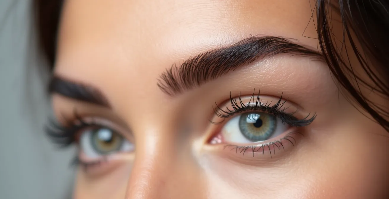 Gros plan sur des sourcils naturellement fournis et structurés dans le style français