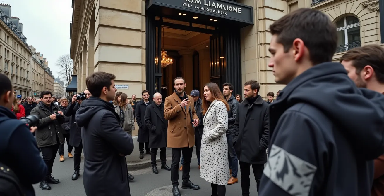 Photographes capturant le street style devant un défilé parisien